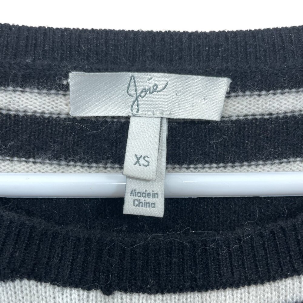 Joie Wool Cashmere Blend Sweater Size S Silk‎ Layered Look Black/White Stripe - Picture 3 of 6
